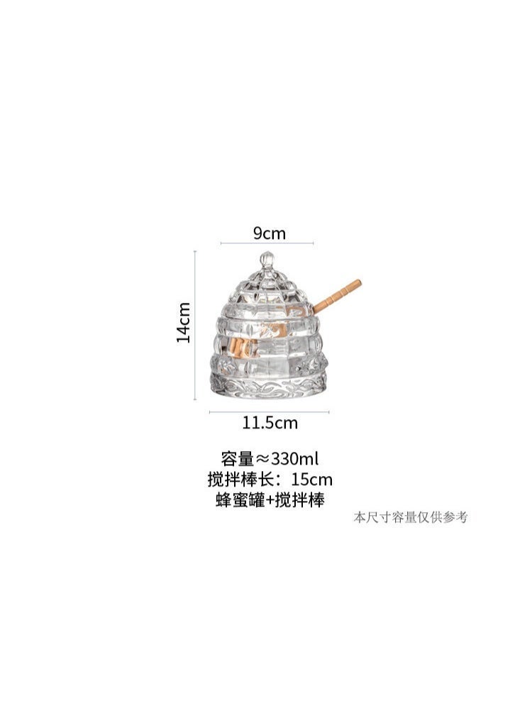 [Honey Jar with 1 Dippers] Crystal Beehive Honey Dish with stick, Honey Pot and Lid - Image 5