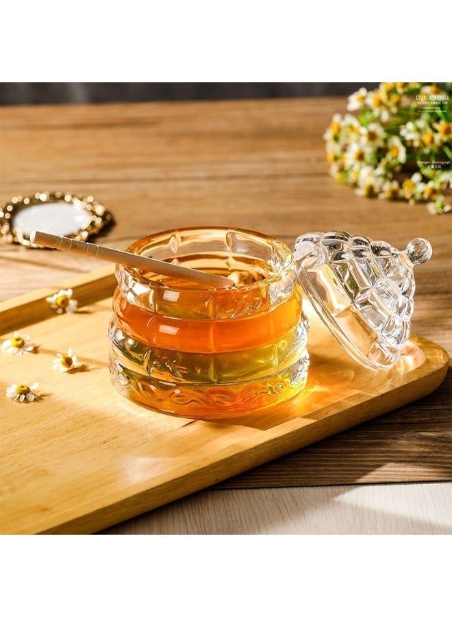 [Honey Jar with 1 Dippers] Crystal Beehive Honey Dish with stick, Honey Pot and Lid - Image 2