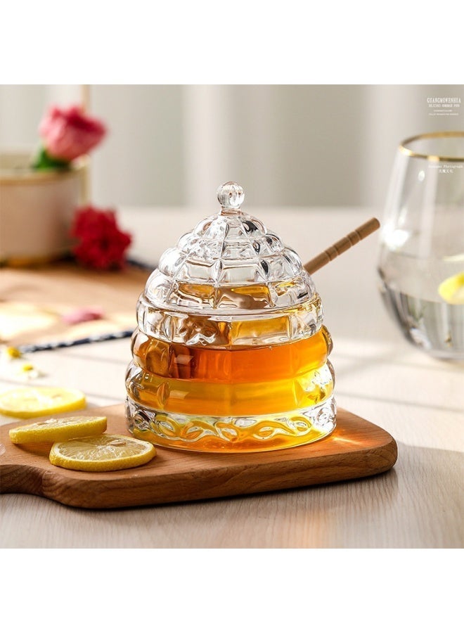 [Honey Jar with 1 Dippers] Crystal Beehive Honey Dish with stick, Honey Pot and Lid - Image 4
