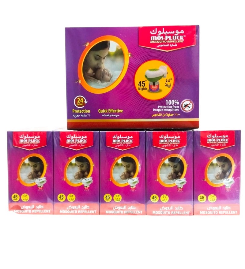 Mos-Pluck, a liquid electric mosquito repellent device, 6 pieces