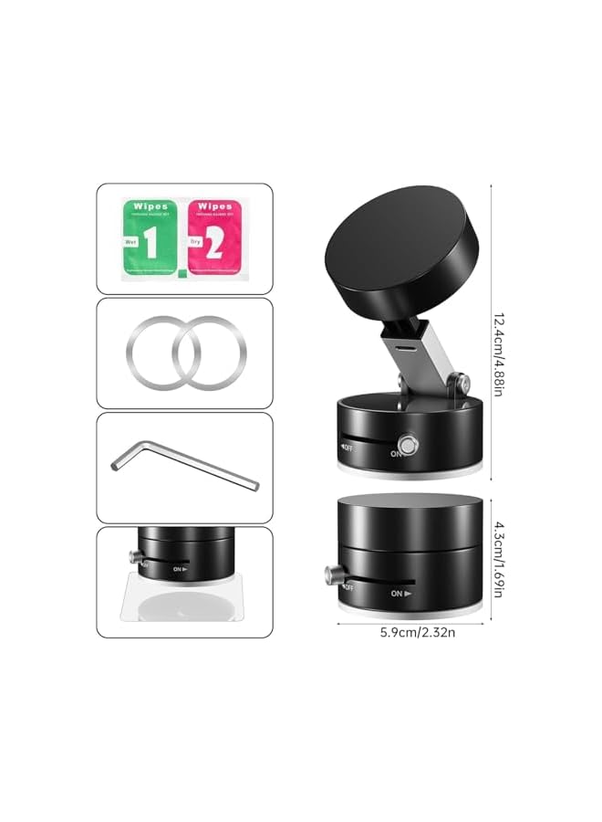 S-TOP Foldable Magnetic Car Phone Holder with Strong Suction Cup Adjustable Dashboard Windshield Mount | Universal Magnet Phone Mount for iPhone Samsung Android | Car Mirror Gym Phone Holder - Image 3