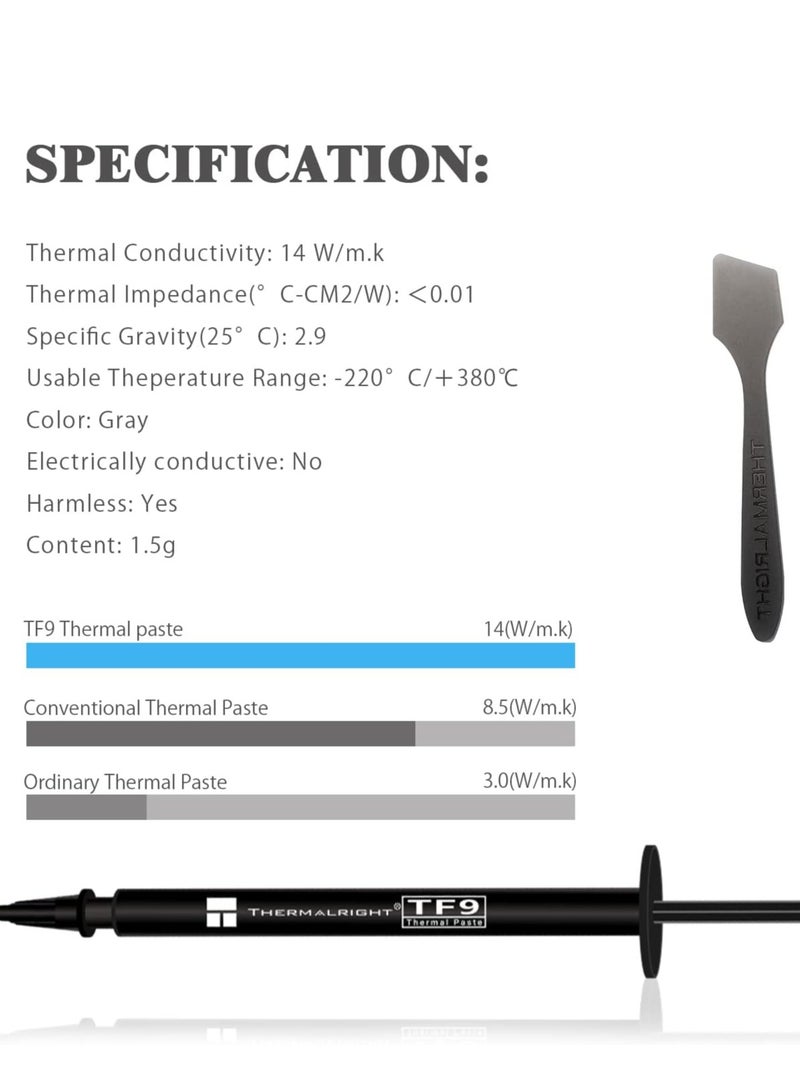 Thermalright TF9 1.5g Thermal Paste Heat Sink Compound 14W/m.k, 1.5 Grams,High Durability, Thermal Compound CPU for Processor/CPU/GPU/All Coolers, With applying Tool (TF9 1.5g) - Image 4