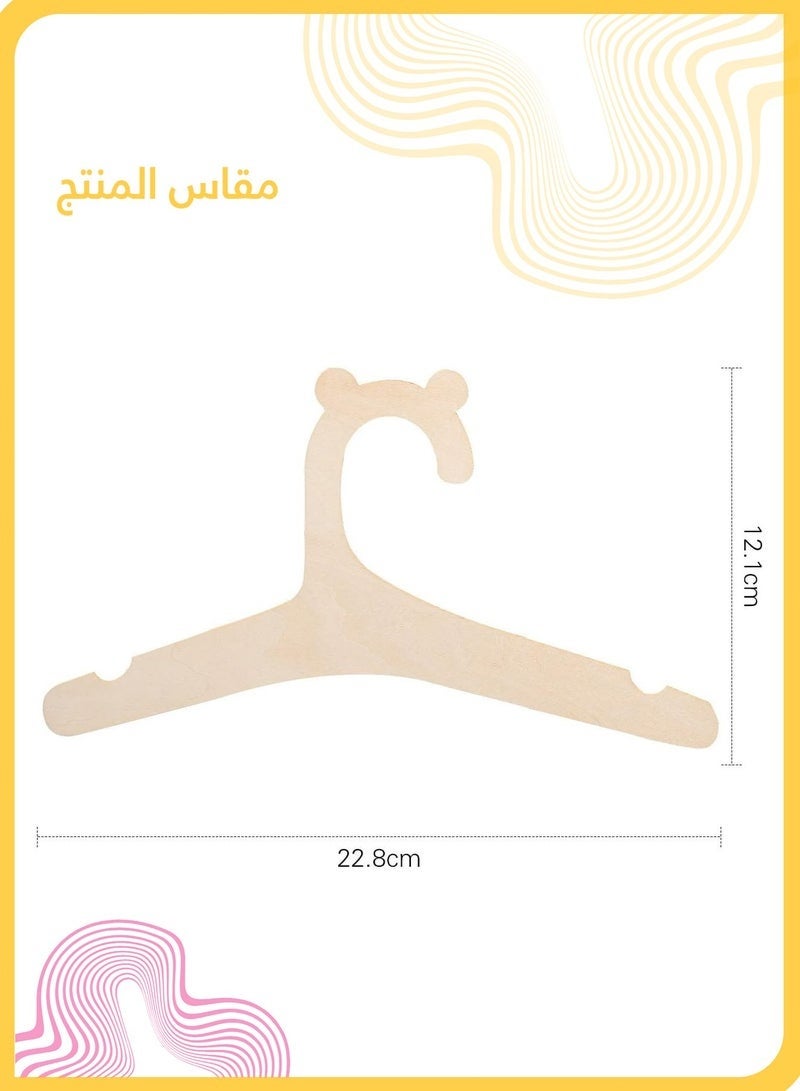 20Pcs Wooden Baby Hangers, Cute Bear Ear Design Infant Clothes Hangers for Baby Girls Boys, Natural Wood Nursery Hanger Set (22x12cm) - Image 3