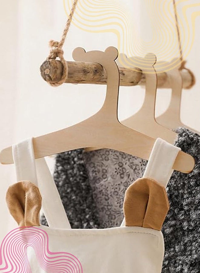 20Pcs Wooden Baby Hangers, Cute Bear Ear Design Infant Clothes Hangers for Baby Girls Boys, Natural Wood Nursery Hanger Set (22x12cm) - Image 1