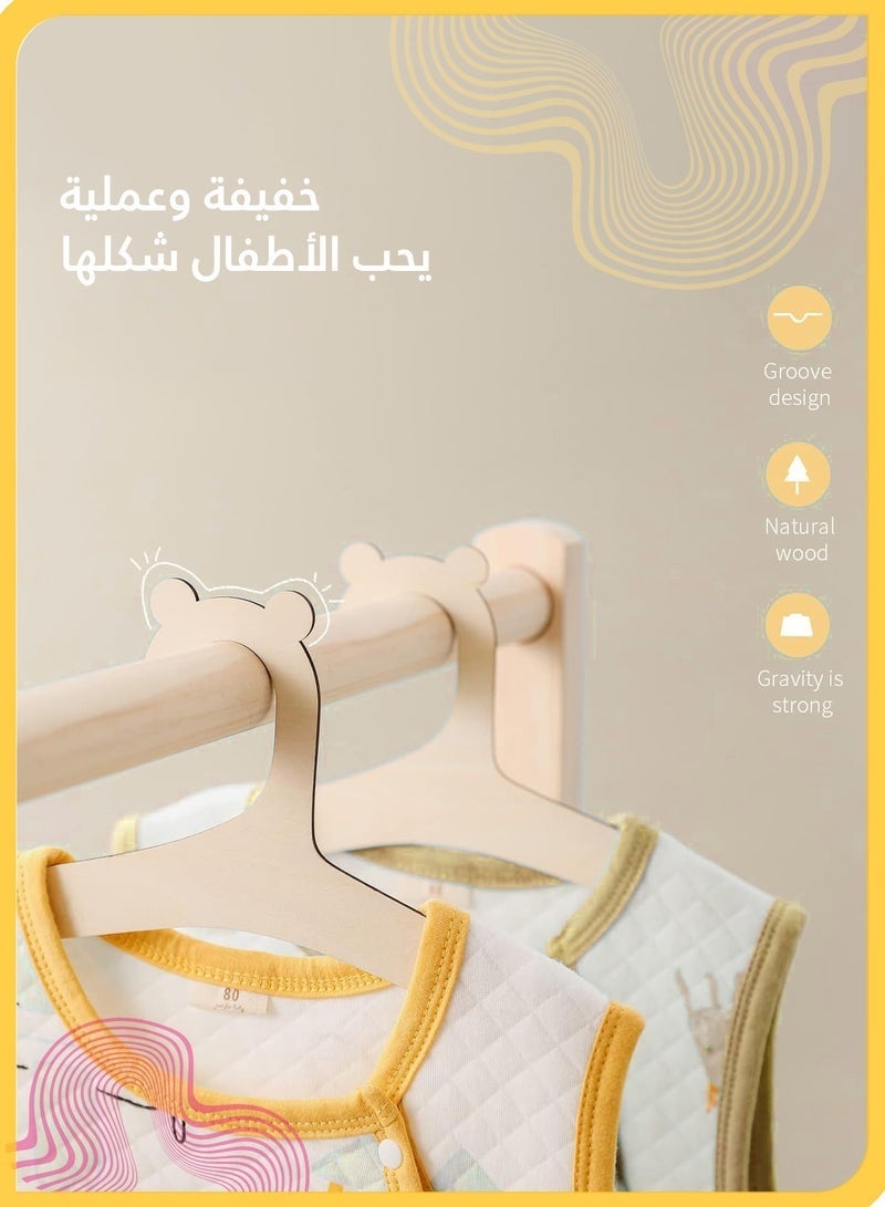 20Pcs Wooden Baby Hangers, Cute Bear Ear Design Infant Clothes Hangers for Baby Girls Boys, Natural Wood Nursery Hanger Set (22x12cm) - Image 5