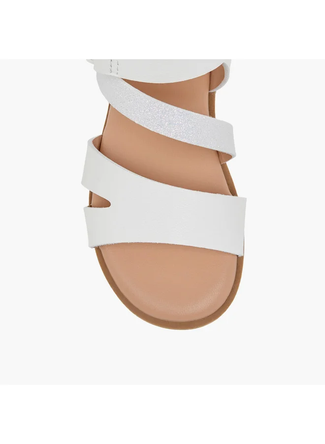 Flora Bella By Shoexpress Girls Strap Detail Sandals with Hook and Loop Closure