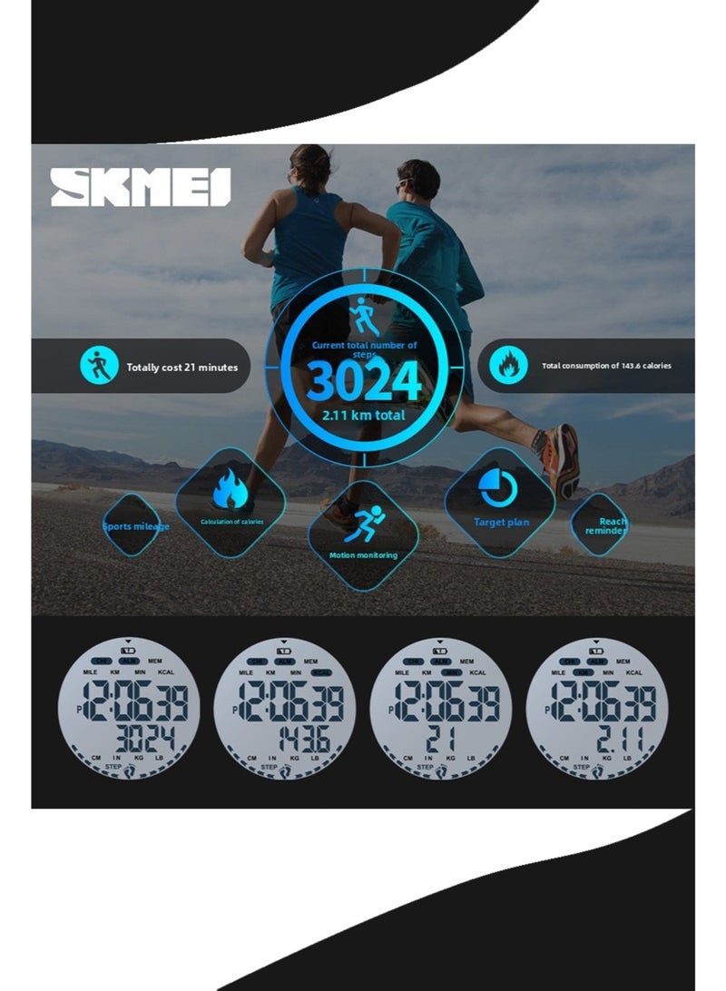 SKMEI Men's waterproof luxury digital sports watch, multi-function sports pedometer watch, outdoor watch, comfortable to wear - Image 3
