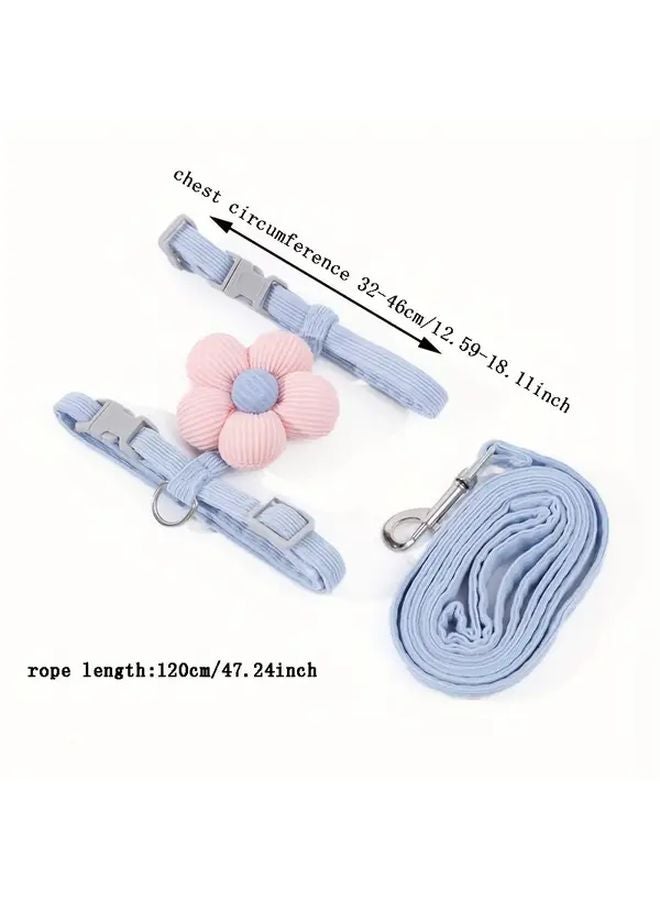 تصميم الزهرة الزرقاء: حزام ومقود قط للحيوانات الأليفة الصغيرة للمشي في الهواء الطلق مضاد للهروب - Image 3