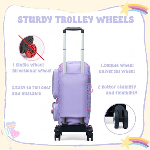 Oruiji Girls Rolling Duffel Bag with Wheels - Travel Bag for Kids, Overnight, Dance & Gym Use with Shoe Compartment - Image 4