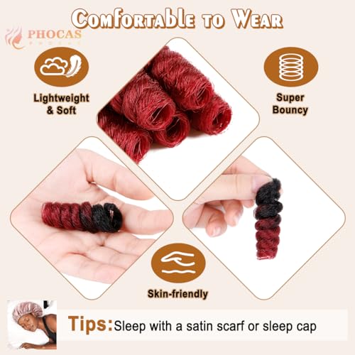 PHOCAS HairPhocas 5 Packs Synthetic Curly Crochet Hair 10 inch 20roots/pack for Crochet Braids Hair(Black to Red) - Image 3
