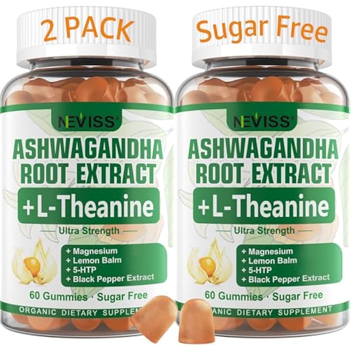 NEVISS Ashwagandha Gummies 2000mg, Feel Refreshed, Plus Proprietary Blend with L-Theanine, 5-HTP, Lemon Balm, Magnesium for Calm, Zzzs & Relaxation Support, 120 Count - Image 1