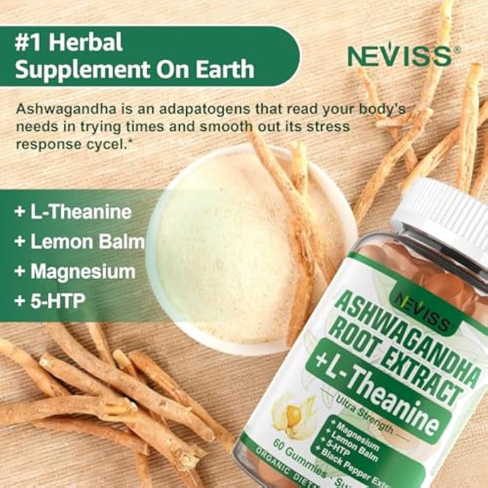 NEVISS Ashwagandha Gummies 2000mg, Feel Refreshed, Plus Proprietary Blend with L-Theanine, 5-HTP, Lemon Balm, Magnesium for Calm, Zzzs & Relaxation Support, 120 Count - Image 3