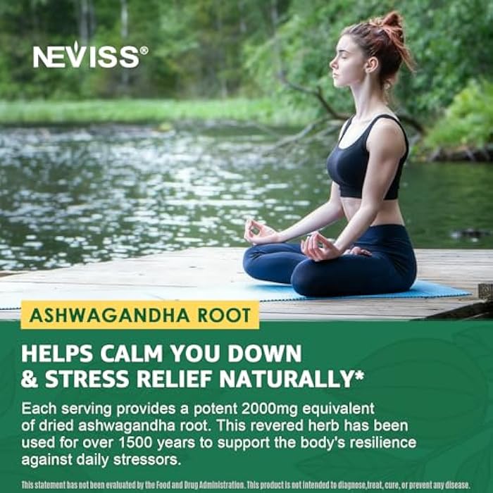 NEVISS Ashwagandha Gummies 2000mg, Feel Refreshed, Plus Proprietary Blend with L-Theanine, 5-HTP, Lemon Balm, Magnesium for Calm, Zzzs & Relaxation Support, 120 Count - Image 4