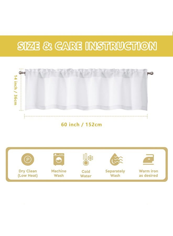 OWENIE White Valances for Windows, Light Filtering Small Kitchen Curtains Valance for Bedroom/Living Room, Rod Pocket Privacy Short Solid Modern Window Treatment, 60" Wx14 L, 1 Panel - Image 5