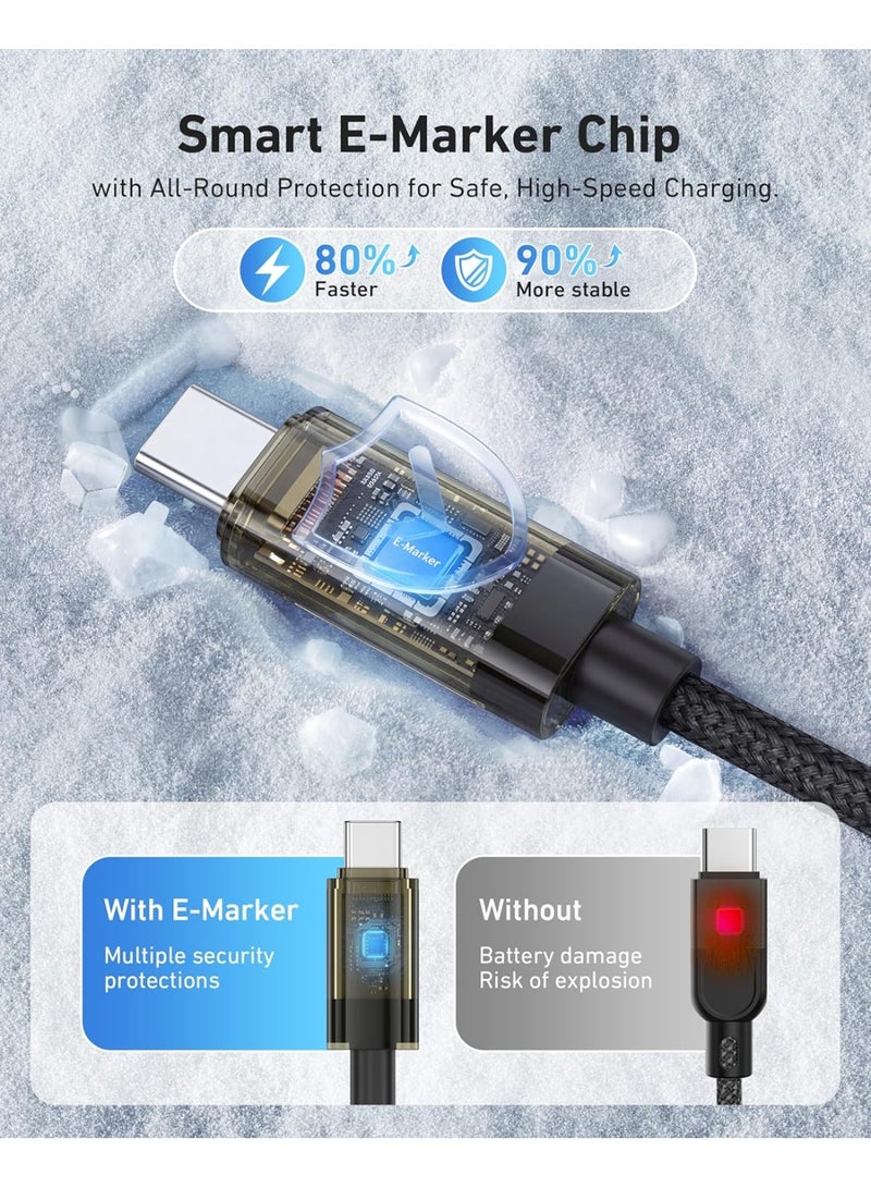 WYE USB-C to USB-C Fast Charging Cable with LED Display | Type-C PD Charging Cord for iPhone 15/16, Samsung, Xiaomi, Huawei, Tablets & Laptops C PD Charger Cable,1 Meter - Image 4