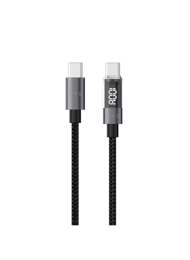 WYE USB-C to USB-C Fast Charging Cable with LED Display | Type-C PD Charging Cord for iPhone 15/16, Samsung, Xiaomi, Huawei, Tablets & Laptops C PD Charger Cable,1 Meter - Image 2
