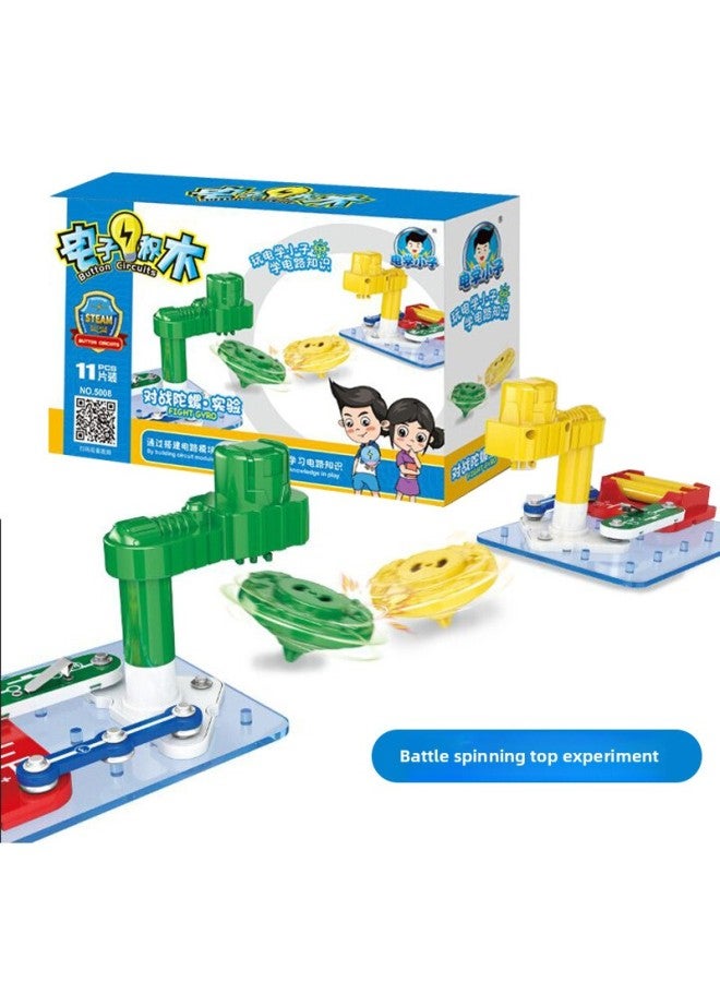 Science Small Experiment Electrical Kid Electronic Building Blocks Physical Circuit Board Hundred Assembled Educational Toys For Children And Primary School Students-Color:5008 Battle Gyro Experiment  - Image 1