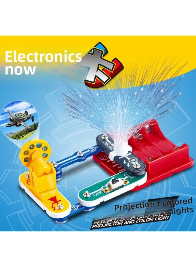 Science Small Experiment Electrical Kid Electronic Building Blocks Physical Circuit Board Hundred Assembled Educational Toys For Children And Primary School Students-Color:5008 Battle Gyro Experiment  - Image 2