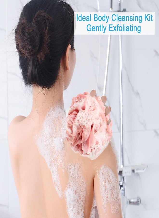 AmazerBath Loofah Sponge 60g/Piece, Exfoliating Bath Sponge Body Scrubber - Loofa Set of 4 - SunsetBerry Colors, Medium - Image 3