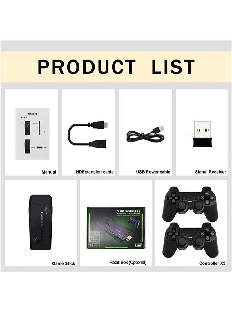 Flash Hawk - Wireless Retro Game Console,Plug and Play Video Game Stick Built in 10000+ Games,9 Classic Emulators, with Dual 2.4G Wireless Controllers(64G) - Image 1