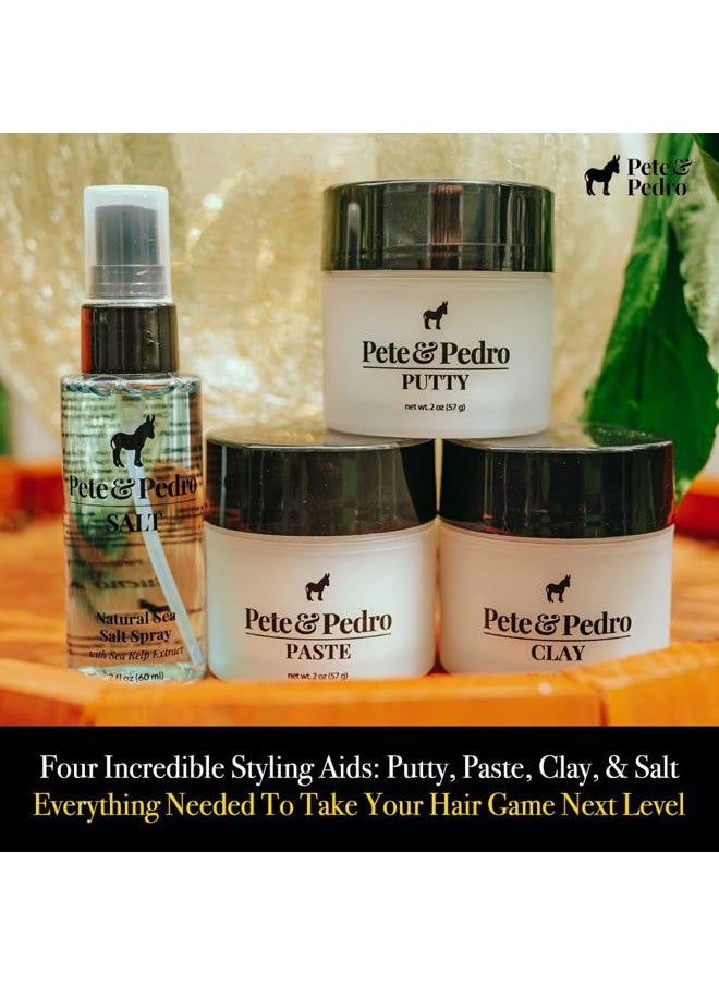 Pete & Pedro CORE FOUR HAIR KIT - Men's Hairstlying Best Of Set | Hair Clay, Paste, Putty, & Sea Salt Spray | As Seen on Shark Tank, 2 oz. Each  - Image 3