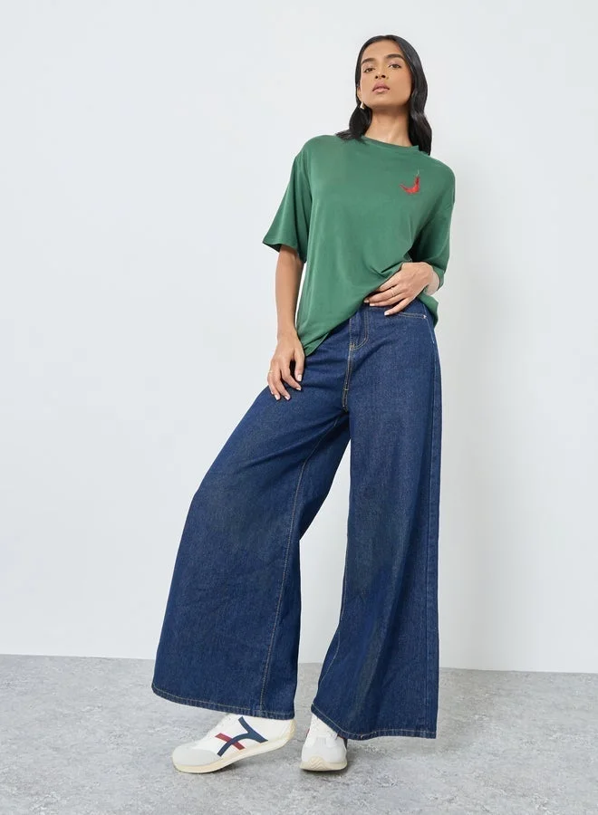 Take Two Embroidered Chili Pepper Oversized T-Shirt