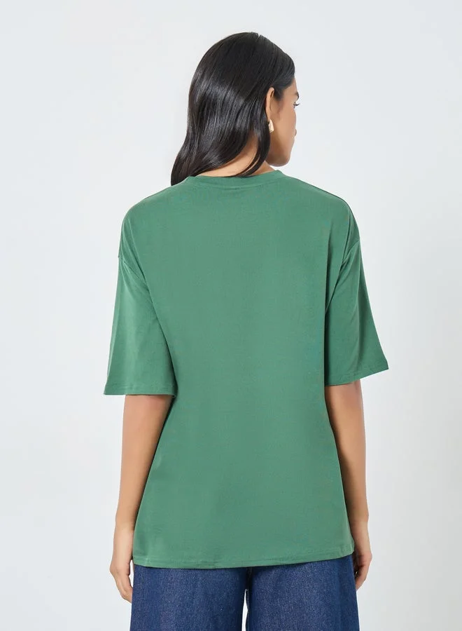 Take Two Embroidered Chili Pepper Oversized T-Shirt