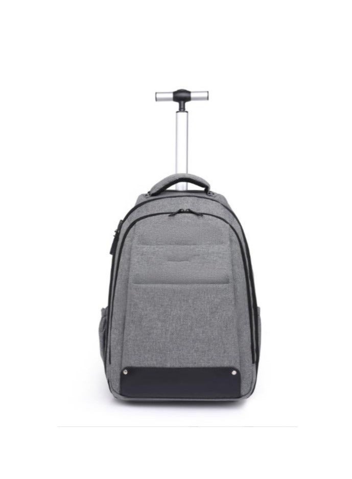 lychee Rolling Backpack-Adult Business Laptop Backpack with Wheels-18 inch Invisible Shoulder Strap Waterproof Backpack with Roller-Trolley Suitcase Travel Bag,Grey  - Image 1