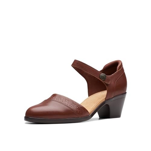 Clarks Women's Emily 2 Ketra Pump, British Tan Leather, 8.5 Wide - Image 1