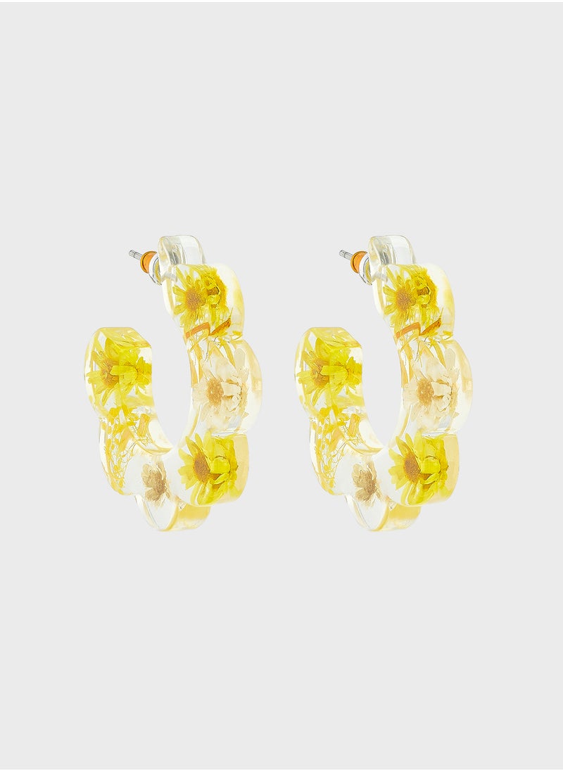Ginger Daisy Floral Hoop Earrings  - Image 1