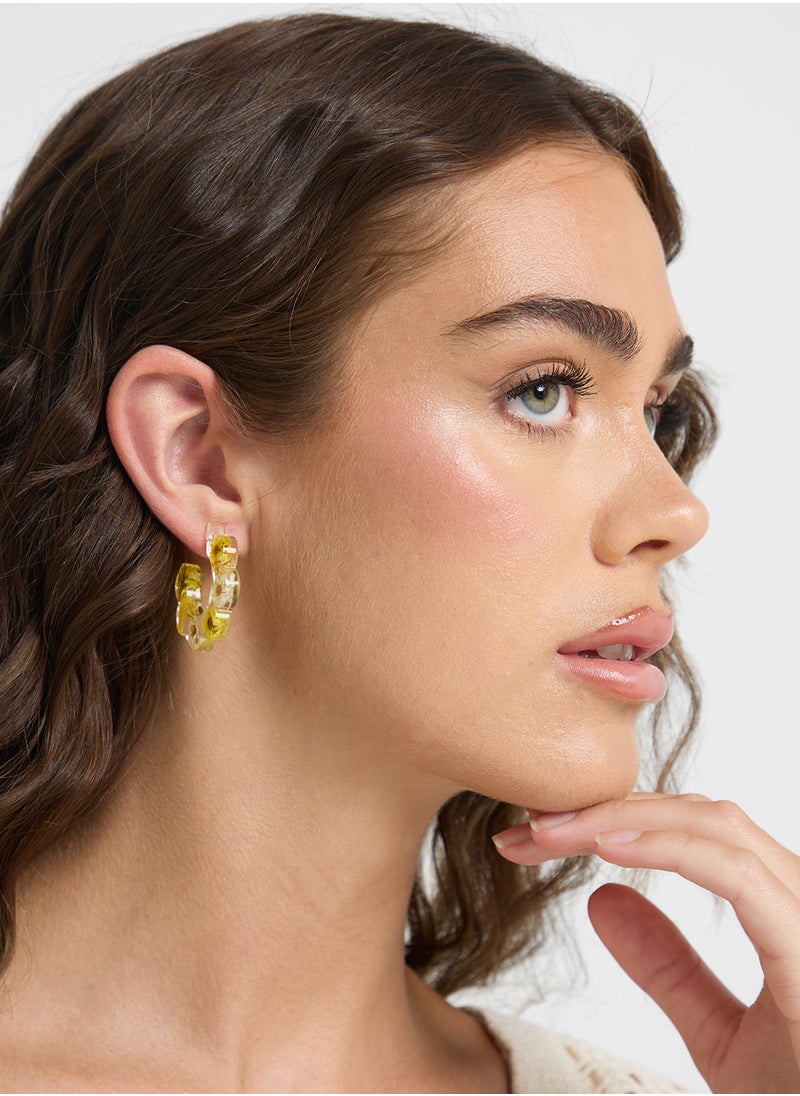 Ginger Daisy Floral Hoop Earrings  - Image 3
