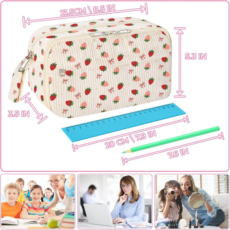 Aesthetic Fleece Pencil Case: Pink, Multi-Compartment - Spacious Cute Pencil Bag for School Students & Stationery Organization - Image 1