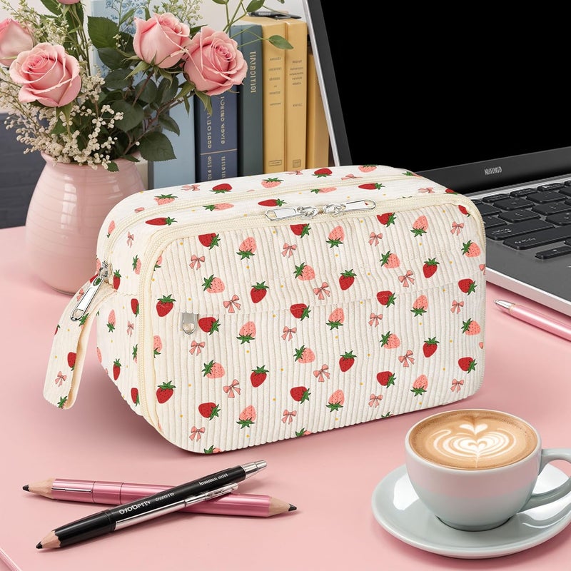 Aesthetic Fleece Pencil Case: Pink, Multi-Compartment - Spacious Cute Pencil Bag for School Students & Stationery Organization - Image 5