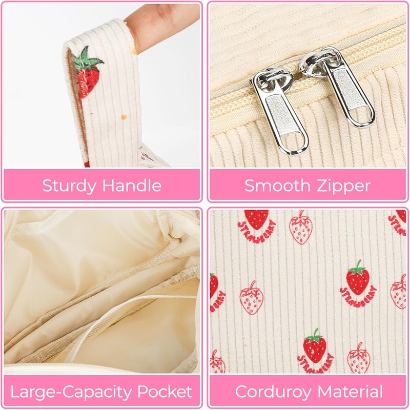 Aesthetic Fleece Pencil Case: Pink, Multi-Compartment - Spacious Cute Pencil Bag for School Students & Stationery Organization - Image 3