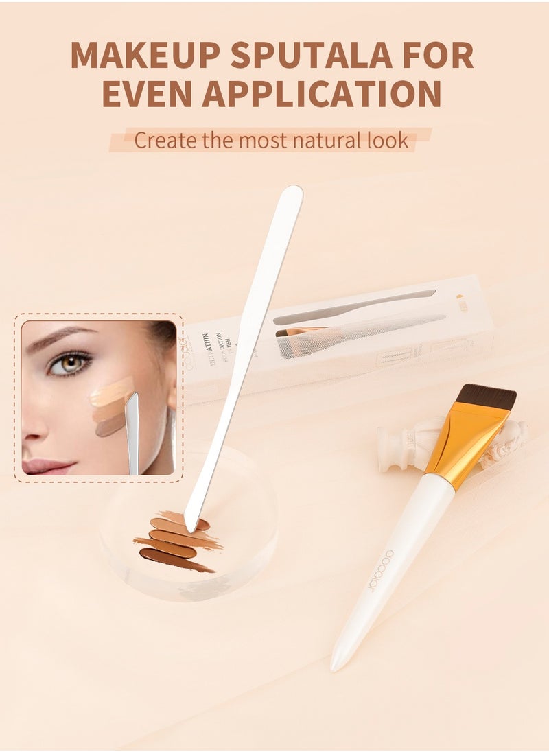 docolor Ultra-Thin Foundation Brush & Dual-Blade Spatula Set – Streak-Free Pro Makeup Tools  - Image 2
