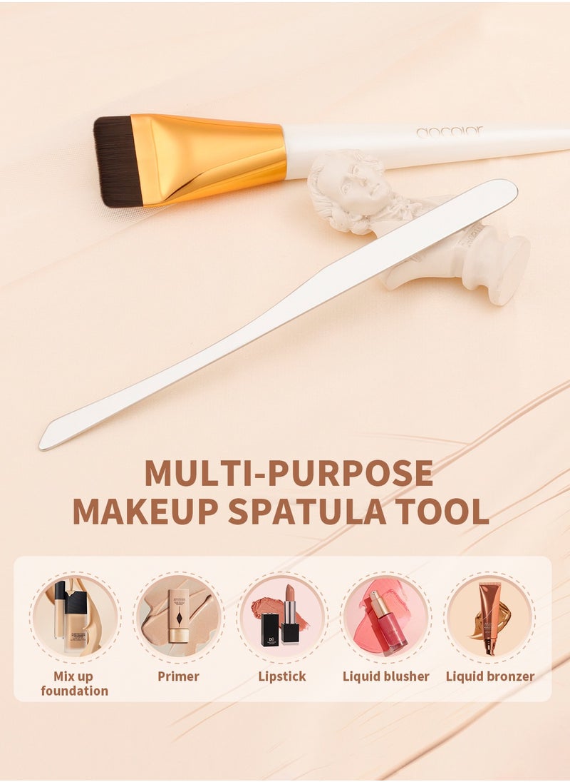 docolor Ultra-Thin Foundation Brush & Dual-Blade Spatula Set – Streak-Free Pro Makeup Tools  - Image 3