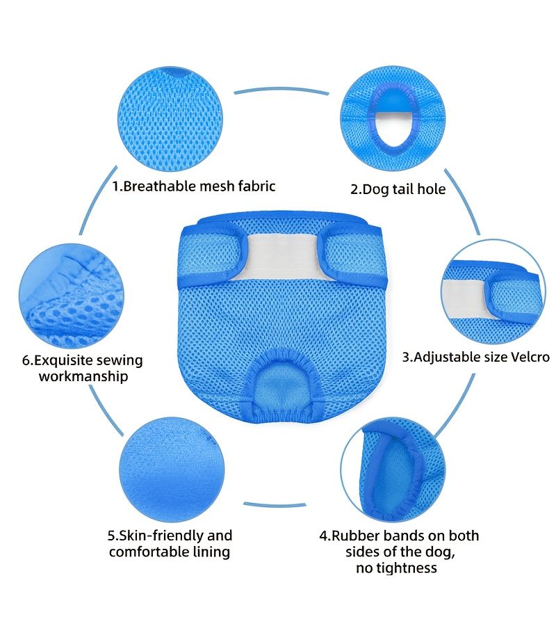 Mint Green Reusable Dog Period Pants Leakproof Breathable for Small Medium Large Dogs - Image 3