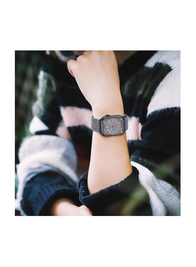 Sport Solo Loop For Apple Watch Band Ultra 49mm 46mm 45mm 44mm 42mm for Women Men,Adjustable Magnetic Stretchy Nylon Braided Wristband for iWatch Ultra 2 SE Series 10 9 8 7 6 5 4 3 2 1 - Image 3