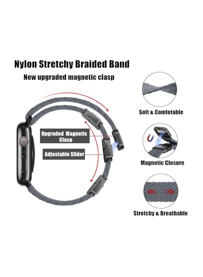 Sport Solo Loop For Apple Watch Band Ultra 49mm 46mm 45mm 44mm 42mm for Women Men,Adjustable Magnetic Stretchy Nylon Braided Wristband for iWatch Ultra 2 SE Series 10 9 8 7 6 5 4 3 2 1 - Image 5