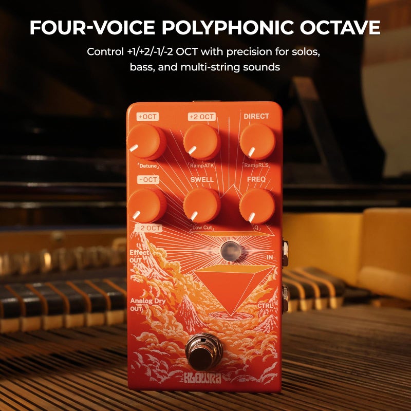 Klowra Verdict Polyphonic Octave Pedal & Pitch Shifter for Guitar & Bass, Sub Octave & Upper Harmony, Synth & Organ Emulation with Freeze, Swell, Filter & Detune - Image 2