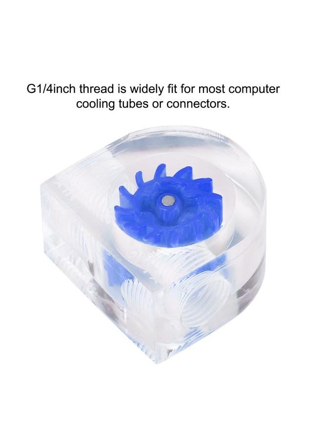 Thoraya 12 Impellers Flow Meter Indicator for PC Water Cooling System G1/4" Thread Semicircle (Blue)  - Image 4