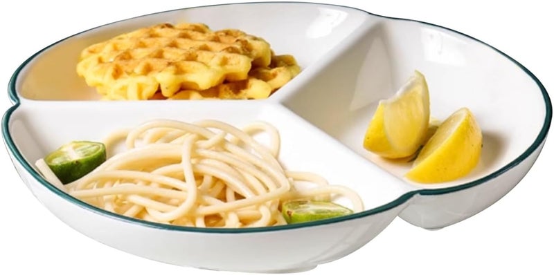 أطباق التحكم في الحصص، طبق سلطة الحلوى، صينية عشاء خزفية مقسمة، 7 بوصة 8 بوصة 9 بوصة للتنحيف مع 3 أقسام - Image 1