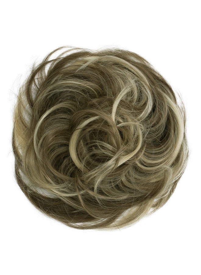 كايشا قطعة شعر من الألياف الاصطناعية Scrunchie Scrunchy Updo مموجة قليلاً مزيج أشقر بني G38B - Image 1