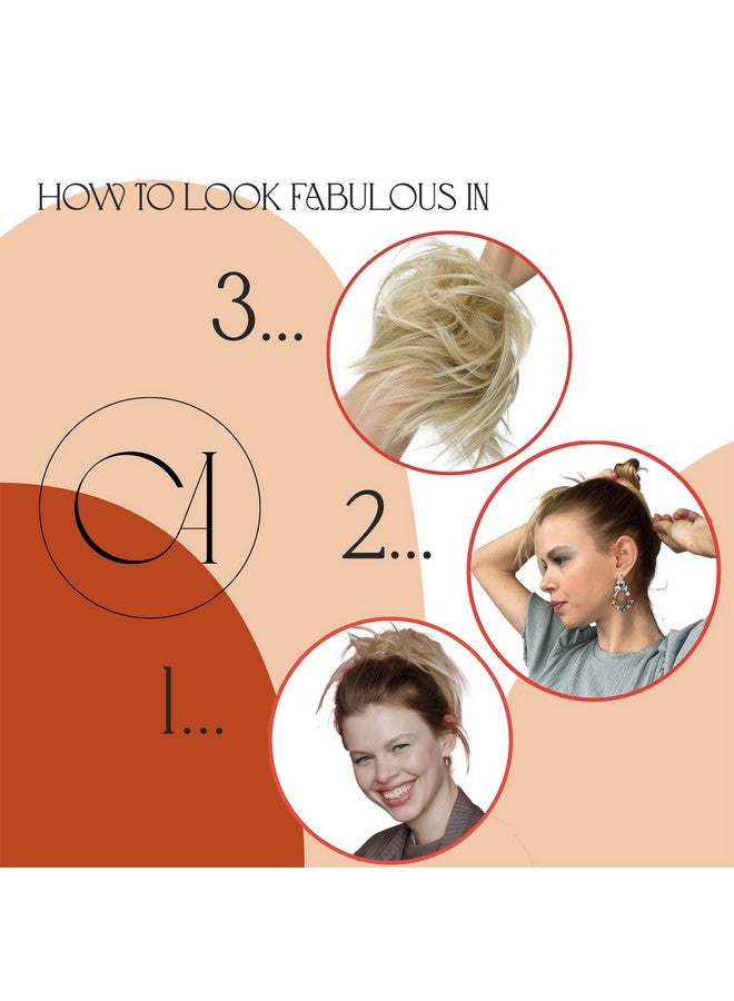 كايشا قطعة شعر من الألياف الاصطناعية Scrunchie Scrunchy Updo مموجة قليلاً مزيج أشقر بني G38B - Image 3