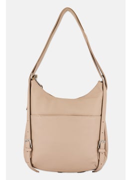 French Connection Women Brand Logo Convertible Backpack 30 H x 31 L x 7 W cm, Beige  - Image 1