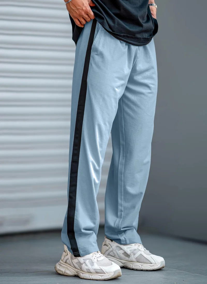 Maniac Maniac Mens ColorBlock Light Grey, Black Loopknit Trackpant