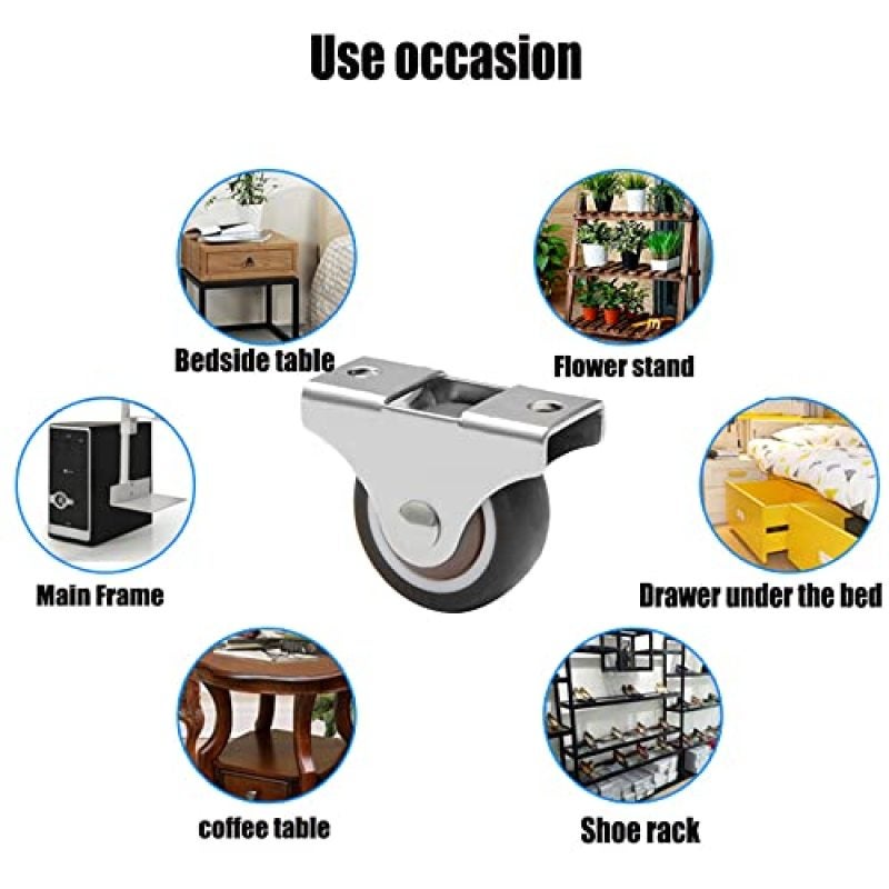Swivel Casters 41mm Low Profile Steel Plate - Silent Smooth Rolling Furniture Casters for Home Office School Shop Floor-safe Mobility - Image 4