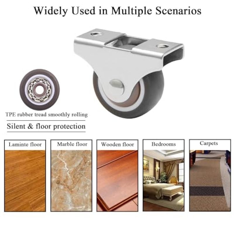 Swivel Casters 41mm Low Profile Steel Plate - Silent Smooth Rolling Furniture Casters for Home Office School Shop Floor-safe Mobility - Image 5