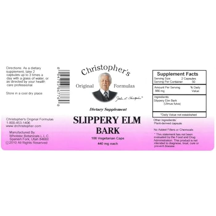 Christopher's Original Formulas Slippery Elm, Natural Digestive Support, 100 Vegetarian Capsules - Image 2