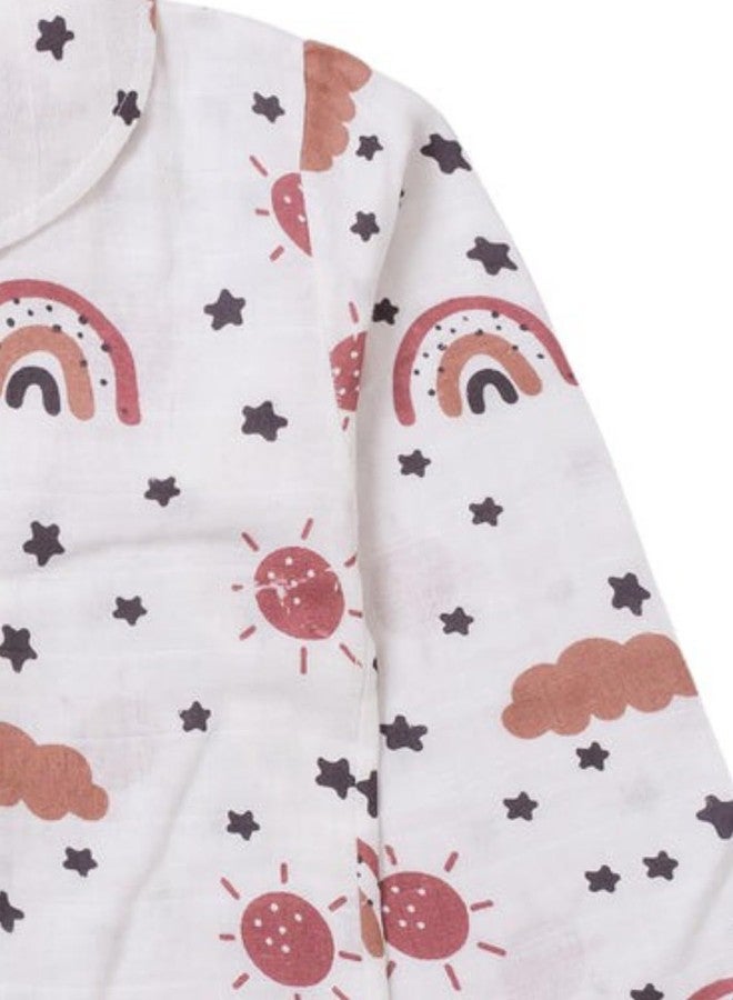 Fabrify Baby and Kids Cotton Printed Pyjama Set, Unisex Nightwear, Full Sleeve, Regular Fit, Trendy Nightsuit for Boys and Girls (Rainbow Dreams) (7-8 Y) - Image 3